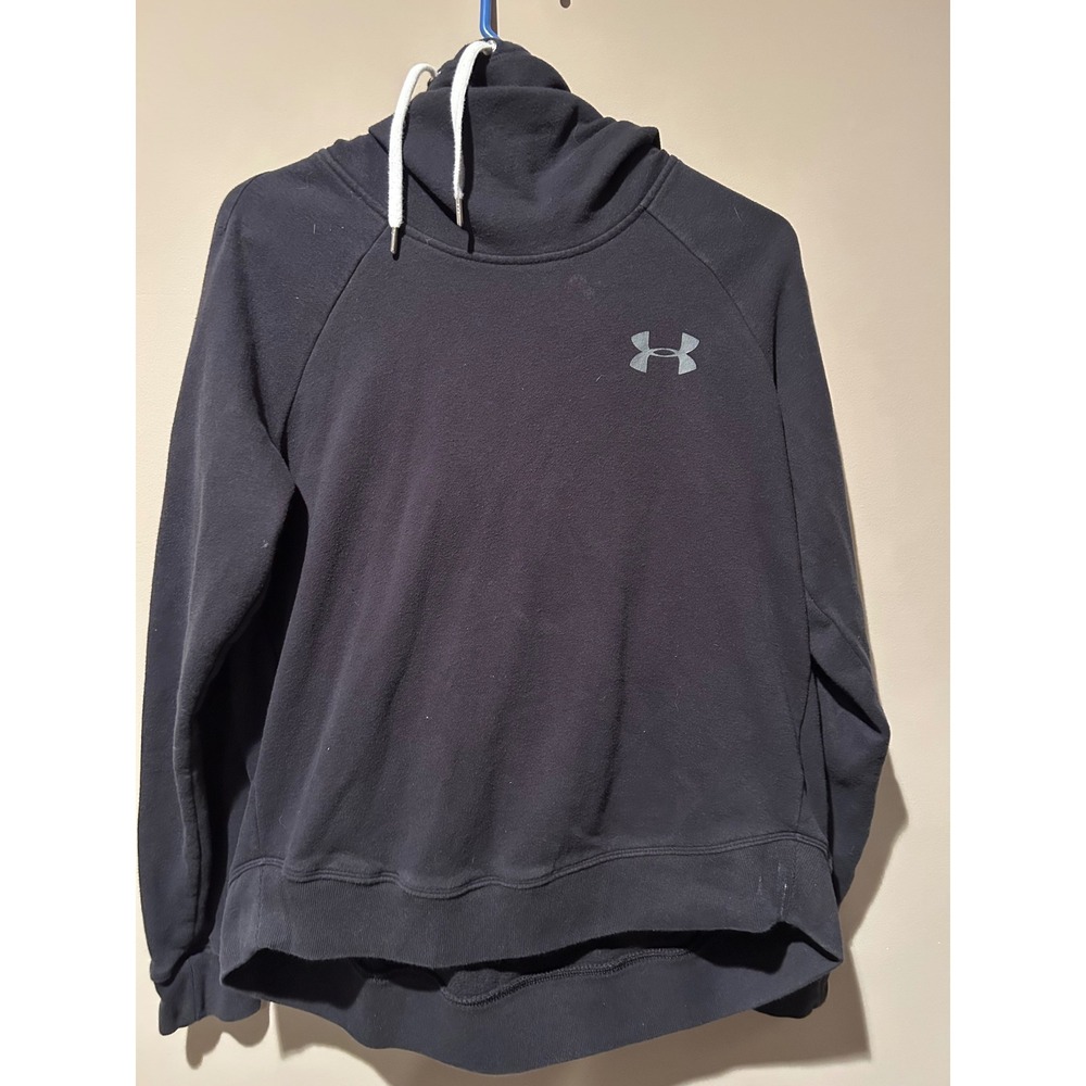 Under Armour Black Logo Hoodie Sweatshirt Pullover Casual Size MD